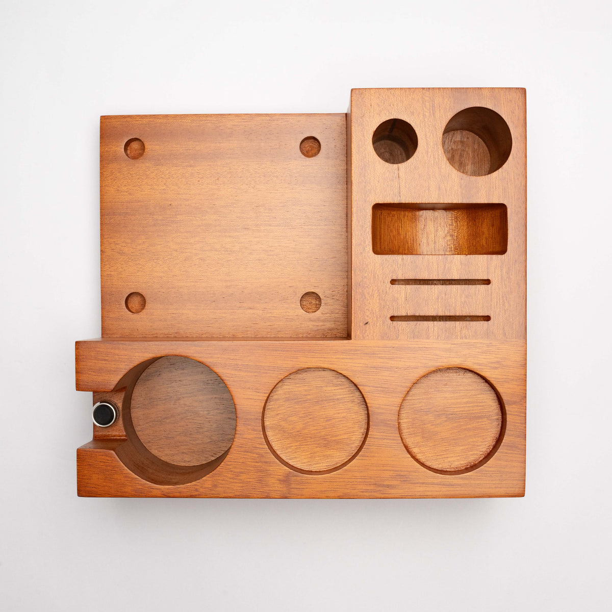 Coffee Tamping Station & Knock Box (Mahogany)
